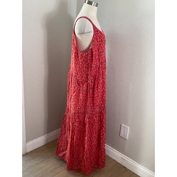 Joie Womens Large Tiered Sleeveless Maxi Dress Cotton V Neck - Picture 4 of 12